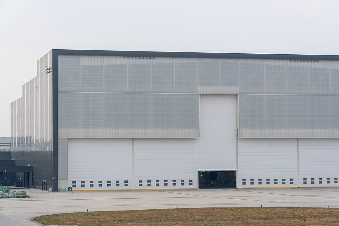 Large modern distribution warehouse with loading docks