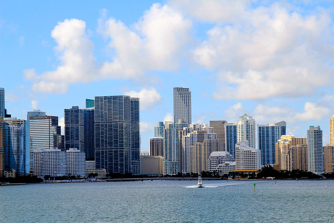 Downtown South Florida skyline seen across the water
